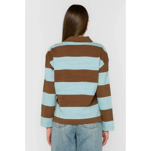 NEW VELVET HEART sailor pullover top in blue mist stripe - Picture 4 of 5